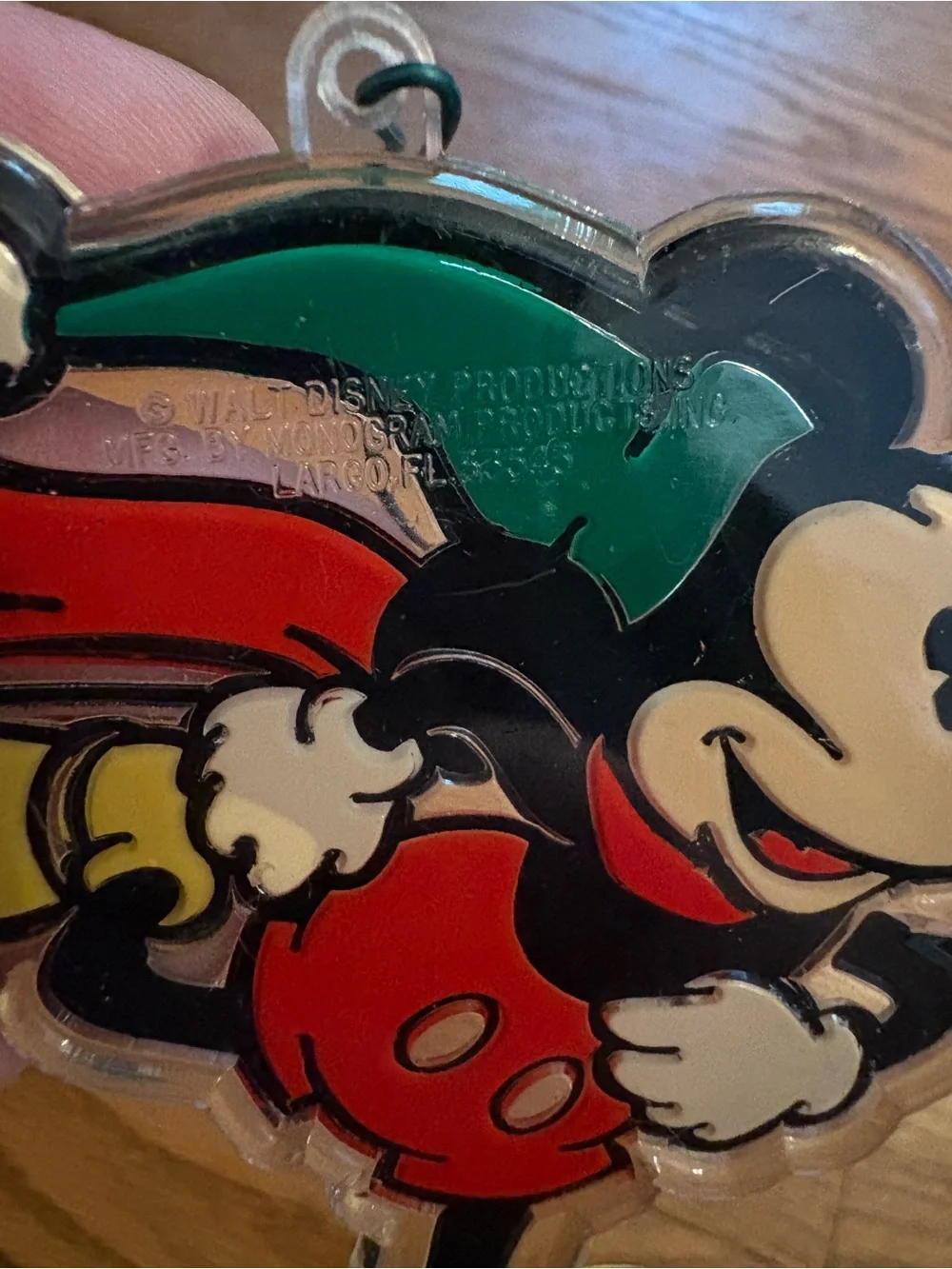 VTG Disney Acrylic Mickey Mouse Christmas Ornament Set Of 2
